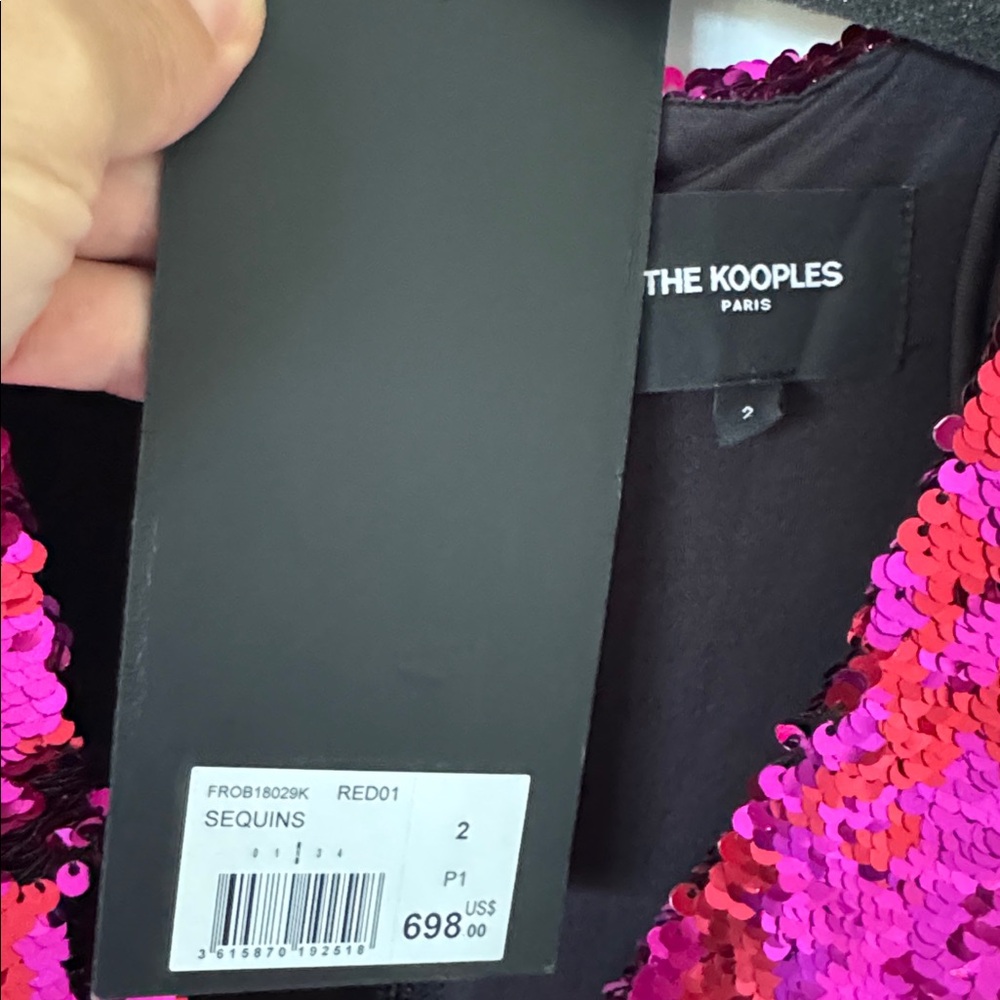 The Kooples Pink and Black Sequin Long Sleeve Dress - Picture 4 of 8